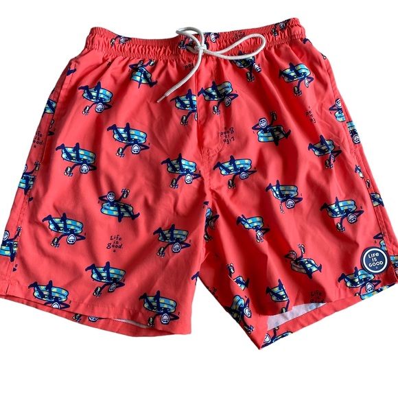 Life Is Good Other - Life is Good Orange Print Men’s Jake Pool Party Swim Trunk Size Medium